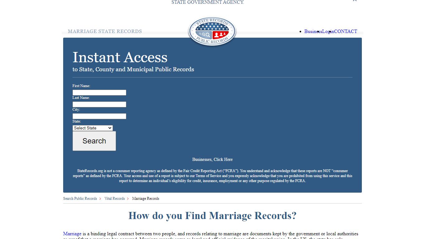 Marriage State Records | StateRecords.org